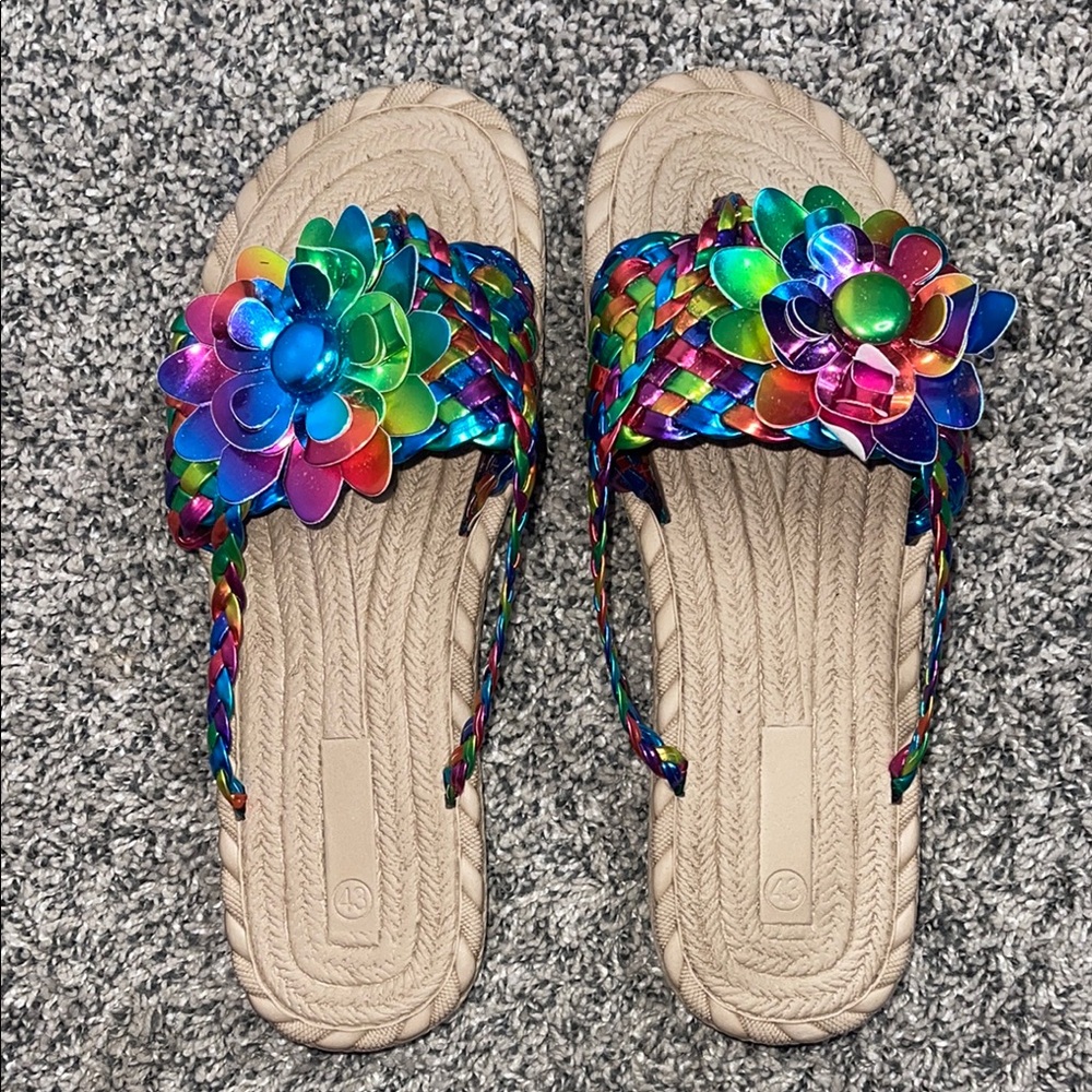 Womens Colorful Floral Sandals size 43 EUR / 11 US